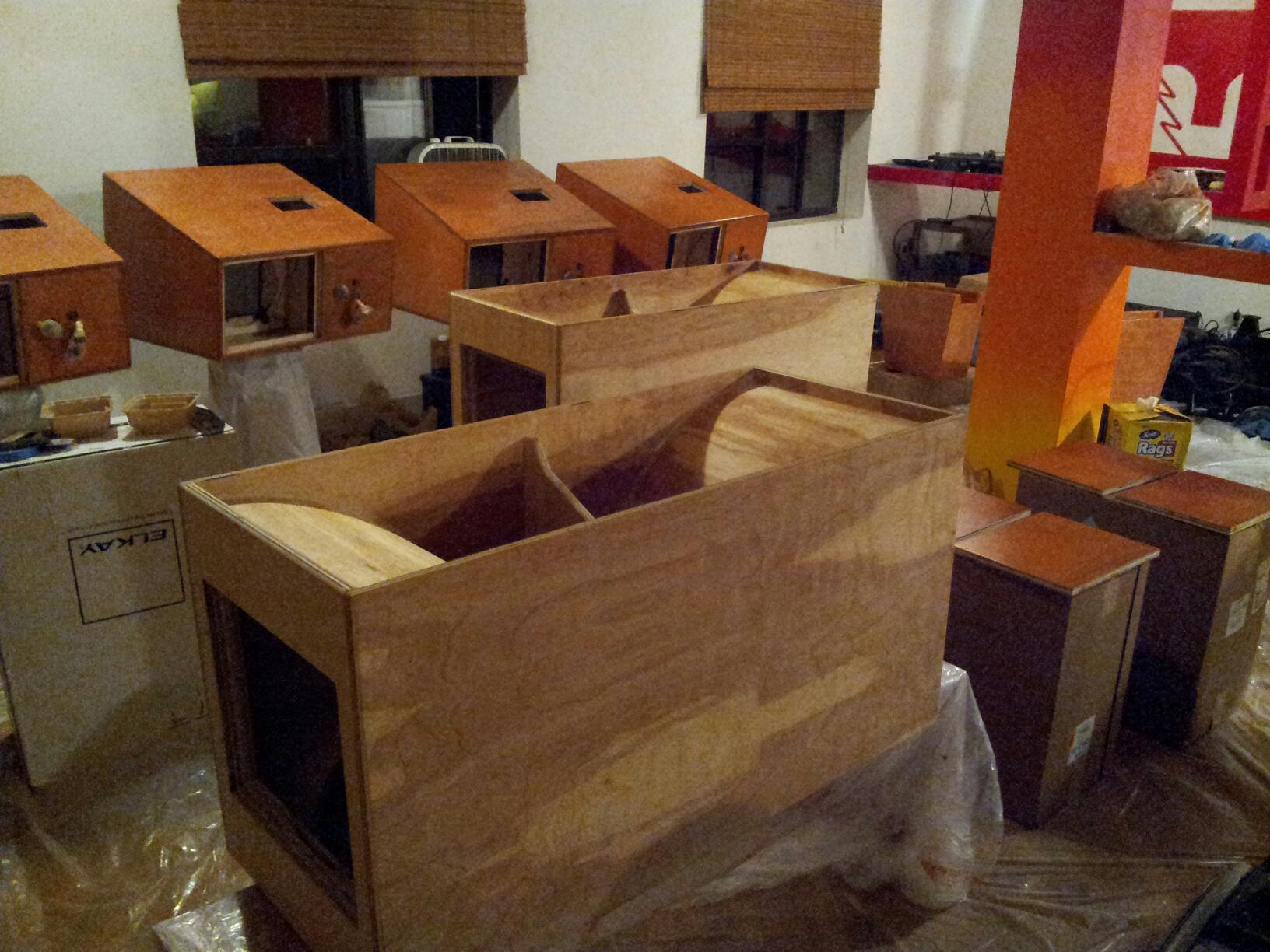 Speaker cabinets under construction